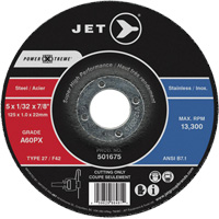A60PX Power-Xtreme Cut-Off Wheel, 6" x 3/64", 7/8" Arbor, Type 27, 10200 RPM Chandler Sales