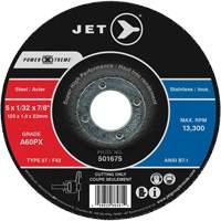 Meules &agrave; tronçonner Power Xtreme pour des meuleuses &agrave; angle — pour acier/acier inoxydable, 5" x 1/32", Arbre de 7/8", Type 27, 12 200 Tr/min Chandler Sales