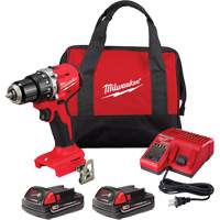 M18 Compact Brushless Hammer Drill/Driver Kit, Lithium-Ion, 18 V, 1/2" Chuck, 550 in-lbs Torque Chandler Sales