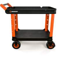 RAILWORKS 2-Shelf Industrial Utility Cart with 8" Casters, 47" L x 24-1/2" W x 37-4/5" H, Black/Orange Chandler Sales