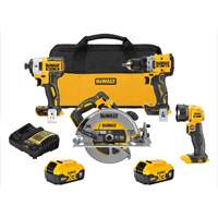 XR&reg; Brushless Cordless 4-Tool Combo Kit, Lithium-Ion, 20 V Chandler Sales