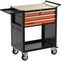 Utility Cart, 4 Drawers, Black/Orange Chandler Sales