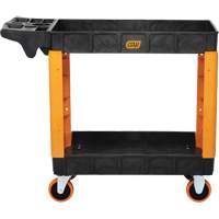 Chariot utilitaire robuste &agrave; 2 tablettes, 41" lo x 17" la x 34" h, Noir/Orange Chandler Sales