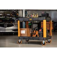 Chariot utilitaire robuste &agrave; 2 tablettes, 46" lo x 26" la x 34" h, Noir/Orange Chandler Sales