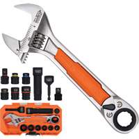KNECT Adjustable Wrench with Pass-Through Ratchet Set, Adjustable, 10 Pieces, Imperial and Metric Chandler Sales