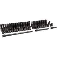 Jeu de douilles SAE/m&eacute;triques &agrave; 6 pans, 49 Mcx, Chocs, Prise de 3/8", Profond Chandler Sales