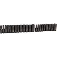 Jeu de douilles SAE/m&eacute;triques &agrave; 6 pans, 49 Mcx, Chocs, Prise de 3/8", Profond Chandler Sales