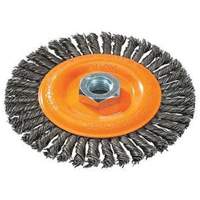 Brosse &agrave; fils nou&eacute;s pour cordons de soudure, Dia. 4", Fils 0,02", Arbre 5/8"-11, Acier Chandler Sales