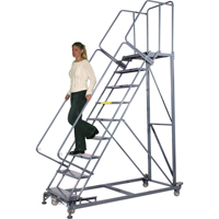 Heavy-Duty Stairway Slope Ladders, 12 Steps, Perforated, 50° Incline, 120" High Chandler Sales
