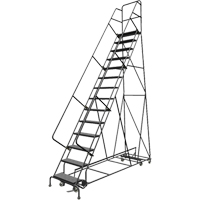 All Directional Rolling Ladder, 14 Steps, 24" Step Width, 140" Platform Height, Steel Chandler Sales