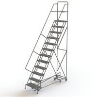 All Directional Rolling Ladder, 12 Steps, 24" Step Width, 120" Platform Height, Steel Chandler Sales