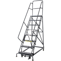 Heavy Duty Rolling Ladder, 8 Steps, 24" Step Width, 80" Platform Height, Steel Chandler Sales