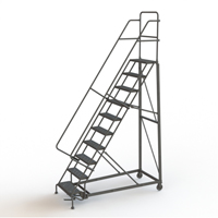 Heavy Duty Rolling Ladder, 10 Steps, 24" Step Width, 100" Platform Height, Steel Chandler Sales