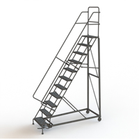 Heavy Duty Rolling Ladder, 11 Steps, 24" Step Width, 110" Platform Height, Steel Chandler Sales