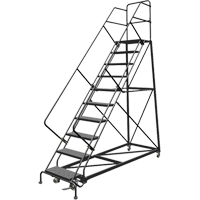 Safety Slope Rolling Ladder, 9 Steps, Perforated, 50° Incline, 90" High Chandler Sales