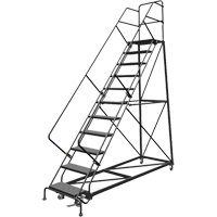 Safety Slope Rolling Ladder, 11 Steps, Perforated, 50° Incline, 110" High Chandler Sales