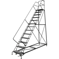 Safety Slope Rolling Ladder, 13 Steps, Perforated, 50° Incline, 130" High Chandler Sales