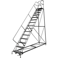 Safety Slope Rolling Ladder, 15 Steps, Perforated, 50° Incline, 150" High Chandler Sales