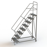 Safety Slope Rolling Ladder, 8 Steps, Serrated, 50° Incline, 80" High Chandler Sales