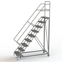 Safety Slope Rolling Ladder, 9 Steps, Serrated, 50° Incline, 90" High Chandler Sales