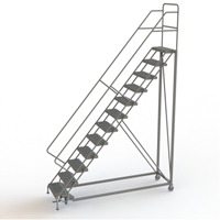 Safety Slope Rolling Ladder, 12 Steps, Serrated, 50° Incline, 120" High Chandler Sales