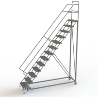 Safety Slope Rolling Ladder, 13 Steps, Serrated, 50° Incline, 130" High Chandler Sales