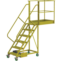 Cantilever Rolling Ladder, Unsupported, 6 Steps, 40" Platform Depth, 60" Platform Height Chandler Sales