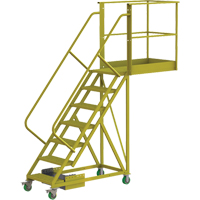 Cantilever Rolling Ladder, Unsupported, 7 Steps, 40" Platform Depth, 70" Platform Height Chandler Sales