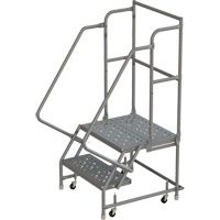 Deep Top Step Rolling Ladder, 2 Steps, 16" Step Width, 20" Platform Height, Steel Chandler Sales