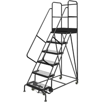 Deep Top Step Rolling Ladder, 6 Steps, 24" Step Width, 60" Platform Height, Steel Chandler Sales