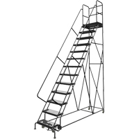 Deep Top Step Rolling Ladder, 13 Steps, 24" Step Width, 130" Platform Height, Steel Chandler Sales