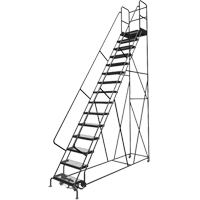Deep Top Step Rolling Ladder, 15 Steps, 24" Step Width, 150" Platform Height, Steel Chandler Sales