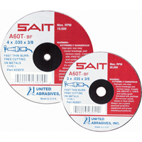 Cut-Off Wheel, 4" x 0.045", 5/8" Arbor, Type 27, Aluminum Oxide, 13500 RPM Chandler Sales