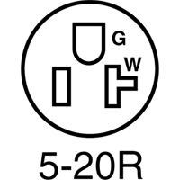 2-Pole 3-Wire Grounding Straight Blade Connector, 5-20P, Nylon Chandler Sales