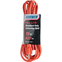 Extension Cord, Indoor/Outdoor, SJTW, 16/3 AWG, 13 A, 15' Chandler Sales