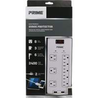 USB Charging Surge Protectors, 8 Outlets, 2400 J, 1875 W, 6' Cord Chandler Sales