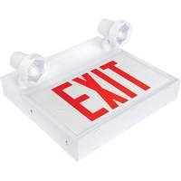 Exit Sign with Security Lights, LED, Battery Operated/Hardwired, 12-1/10" L x 11" W, English Chandler Sales