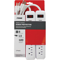 Surge Protector 2-Pack, 6 Outlets, 400 J, 1875 W, 1.5' Cord XJ247 | Chandler Sales