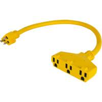 Adaptateur de rallonge d'alimentation, Ext&eacute;rieur, STOW, AWG 12/3, 15 A, 3 prise(s), 2' Chandler Sales