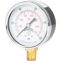 Pressure Gauge, 2-1/2" , 0 - 100 psi, Bottom Mount, Analogue YB882 | Chandler Sales