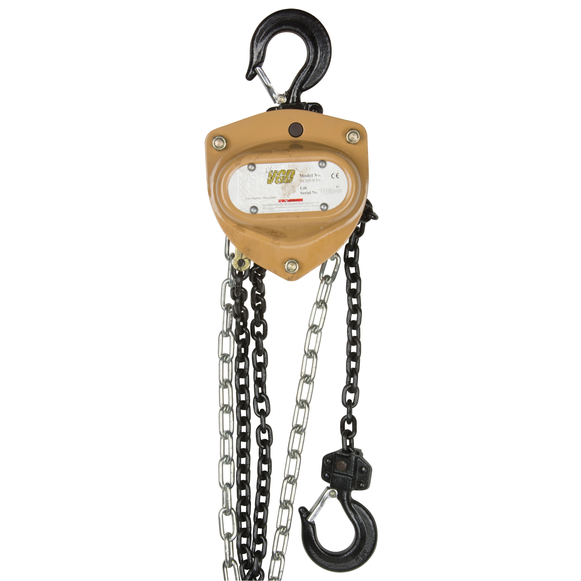 Vanguard Steel HeavyDuty Gold Series Chain Hoist, 10' Lift, 10000 lbs