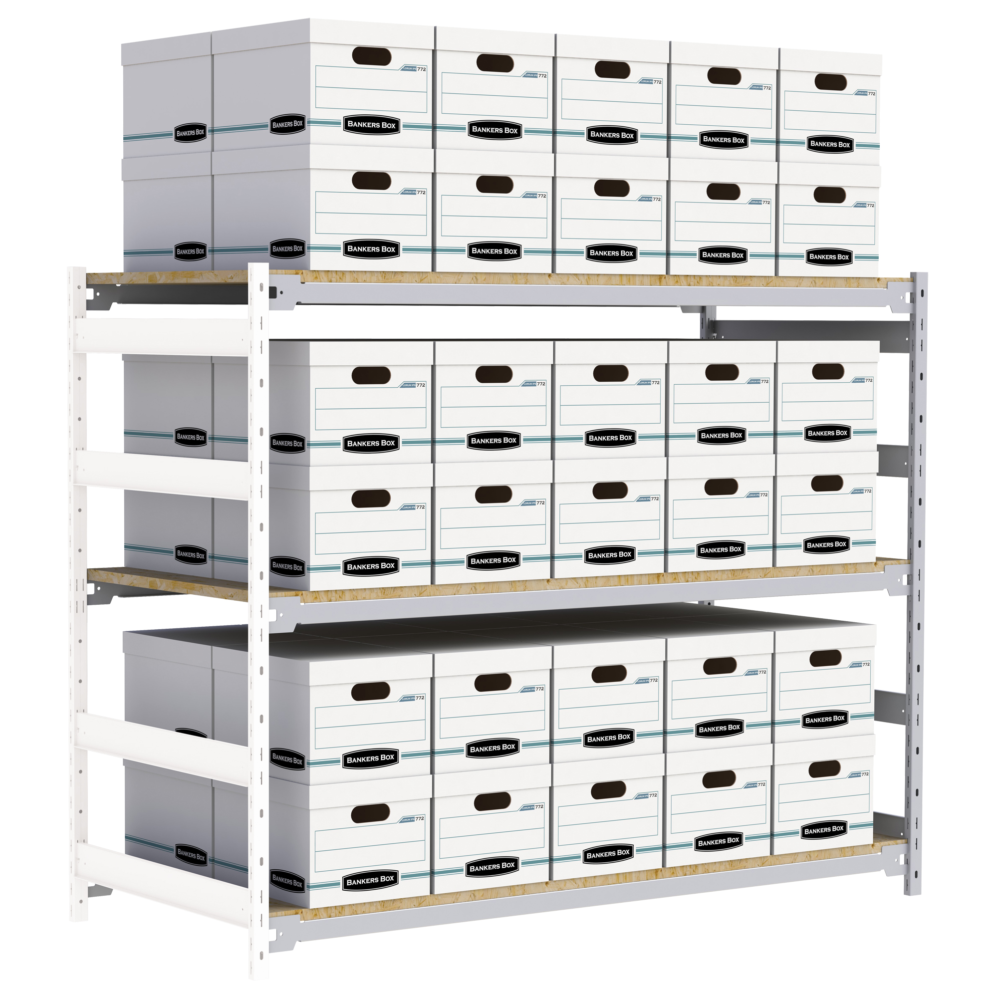 Metalware Wide Span Record Storage Shelving, Steel, 3 Shelves, 72" W x