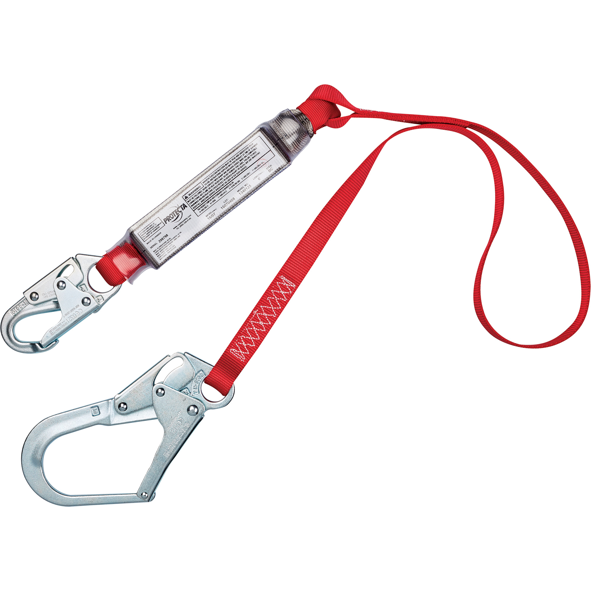 3M PROTECTA FALL PROTECTION ShockAbsorbing Lanyard, 4', E4, Snap Hook